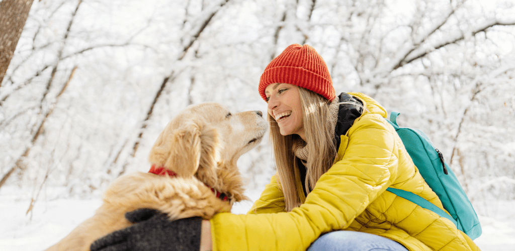 Happy woman with her dog